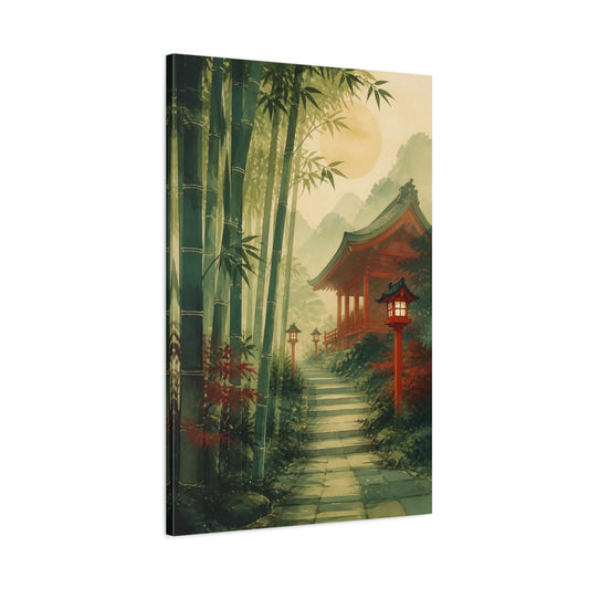 Main Mockup. Bamboo Shrine Path shown as canvas print