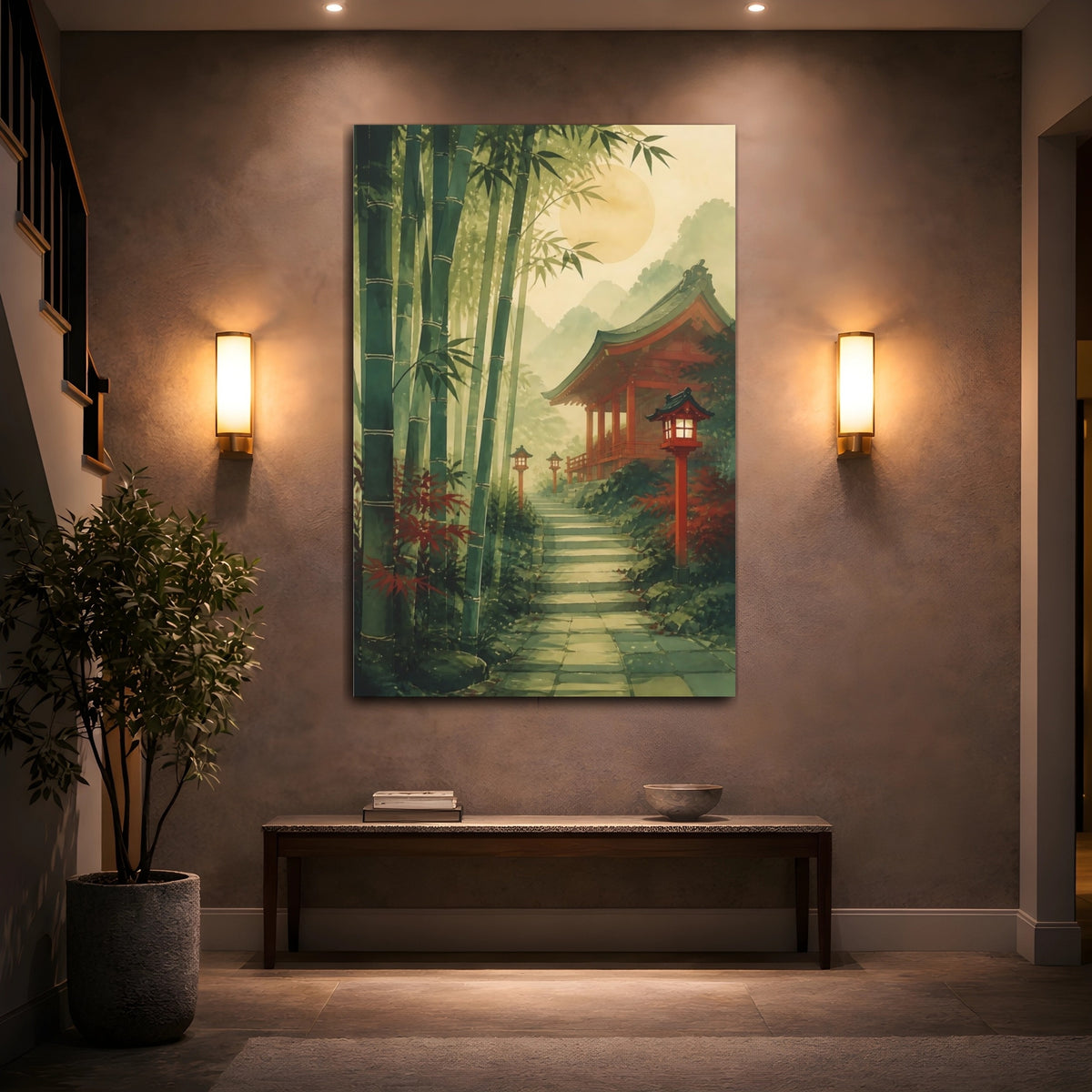 Mockup 2. Bamboo Shrine Path shown as canvas print