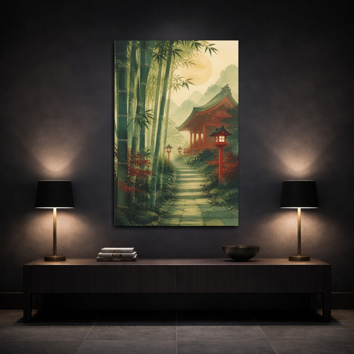 Mockup 3. Bamboo Shrine Path shown as canvas print