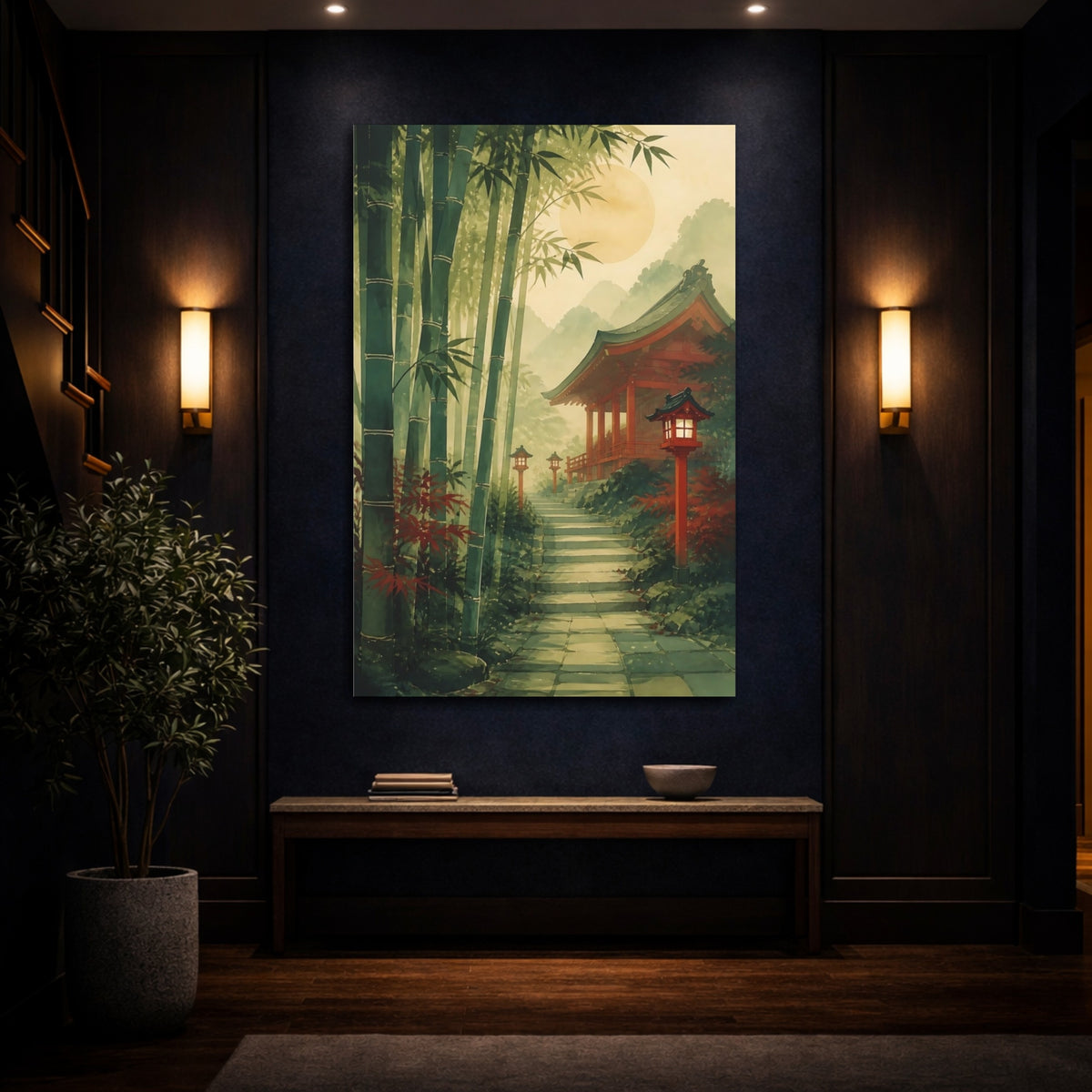 Mockup 4. Bamboo Shrine Path shown as canvas print
