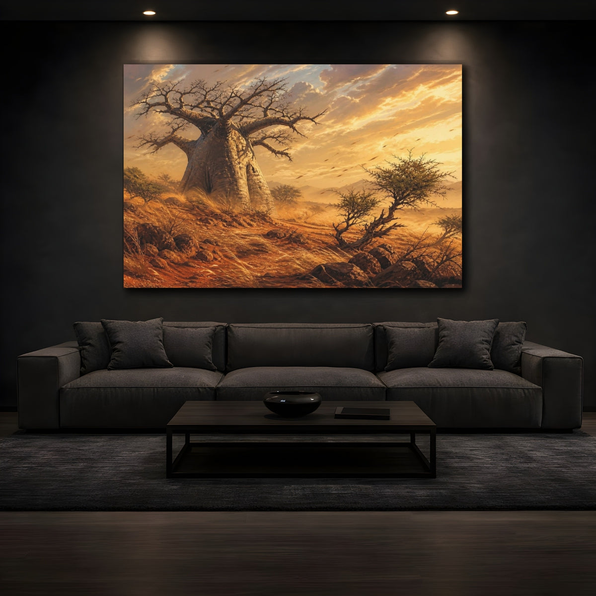 Mockup 3. Baobab Tree Landscape shown as canvas print