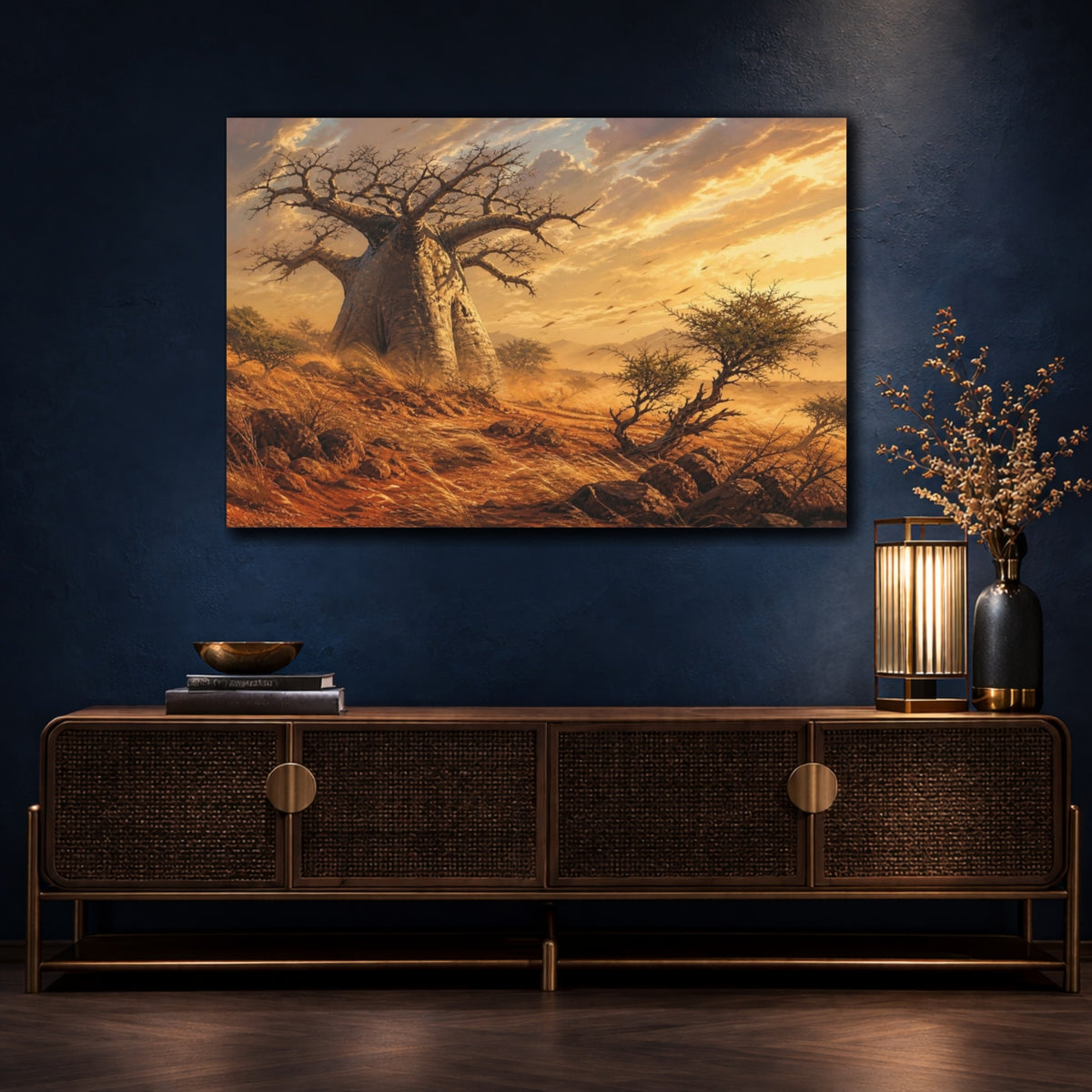 Mockup 4. Baobab Tree Landscape shown as canvas print