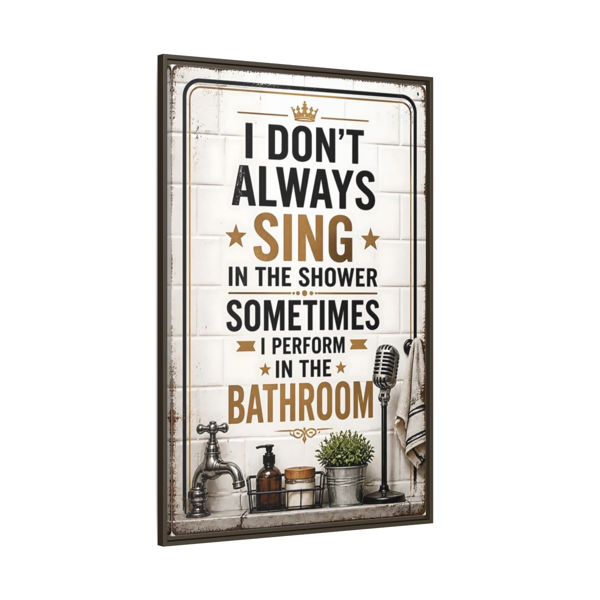 Side Mockup 8. Bathroom Quote Sign shown as framed canvas print