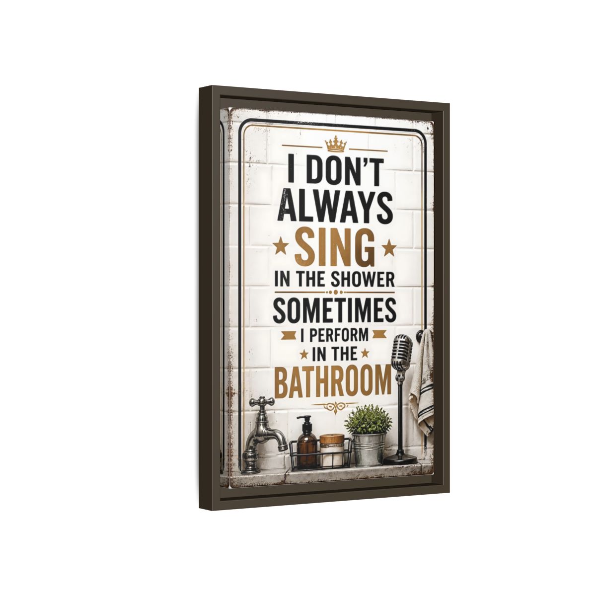Side Mockup 5. Bathroom Quote Sign shown as framed canvas print