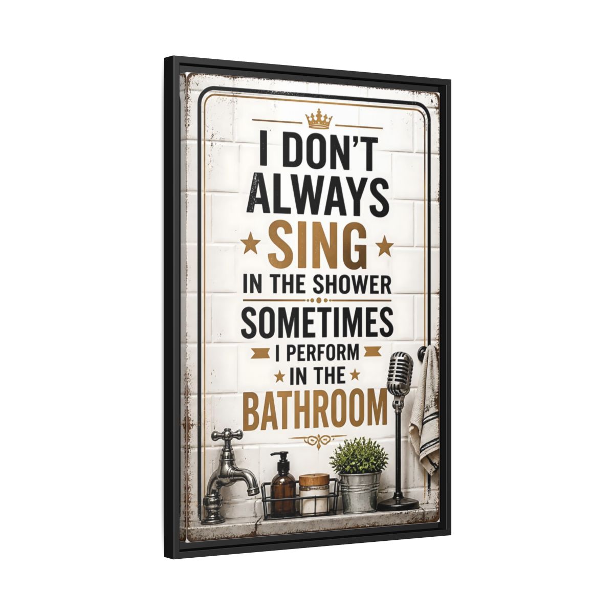 Side Mockup 14. Bathroom Quote Sign shown as framed canvas print