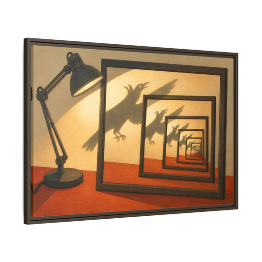 Main Mockup. Bird Shadow Illusion shown as framed canvas print