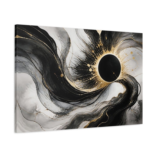 Main Mockup. Black Orb Eclipse shown as canvas print