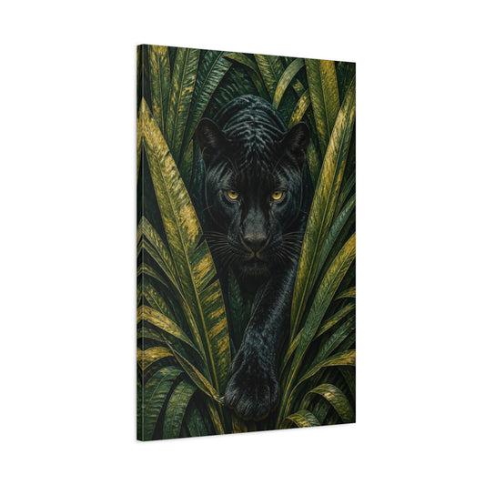 Main Mockup. Black Panther Animals Portrait shown as canvas print