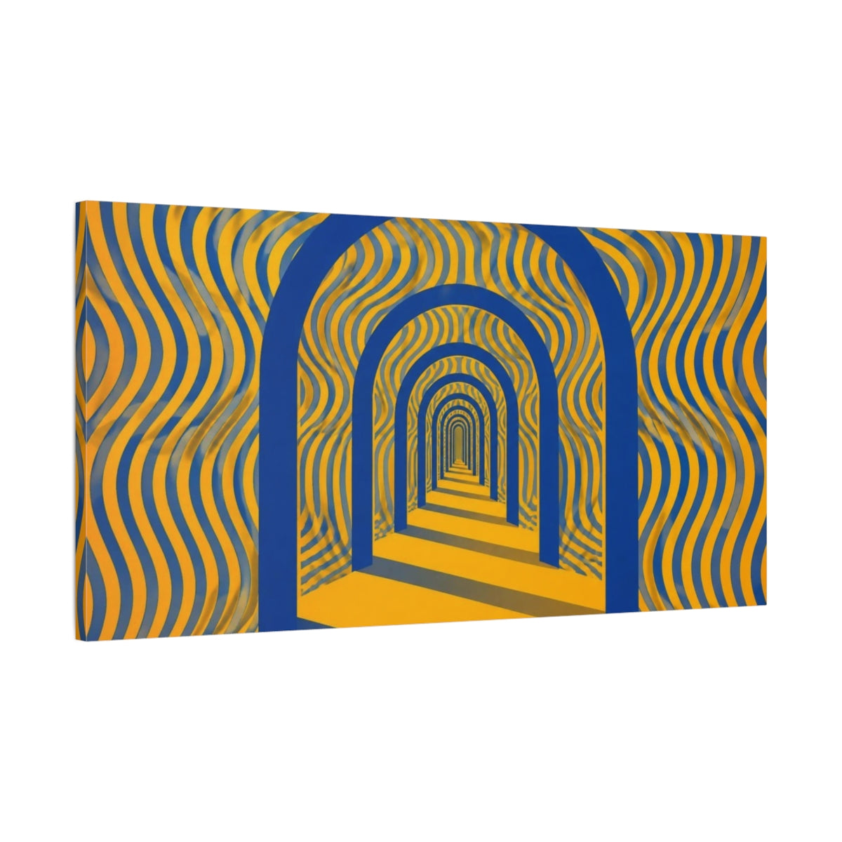 Main Mockup. Blue Archway Illusion shown as canvas print