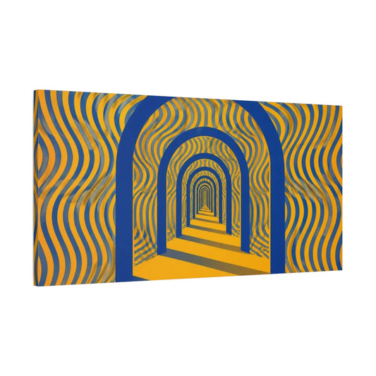 Main Mockup. Blue Archway Illusion shown as canvas print