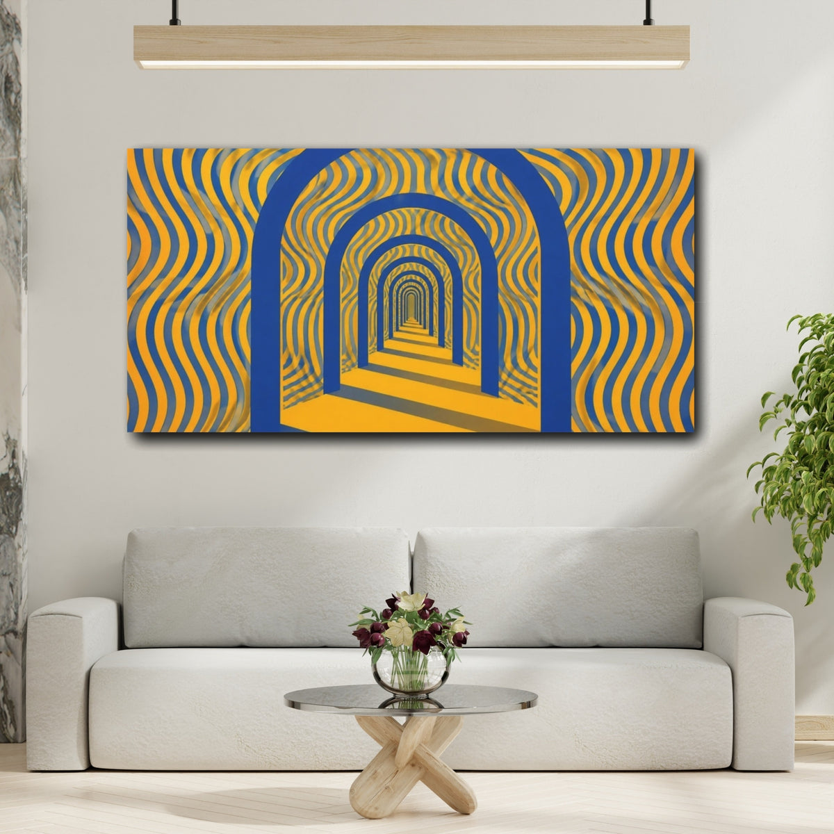 Mockup 2. Blue Archway Illusion shown as canvas print