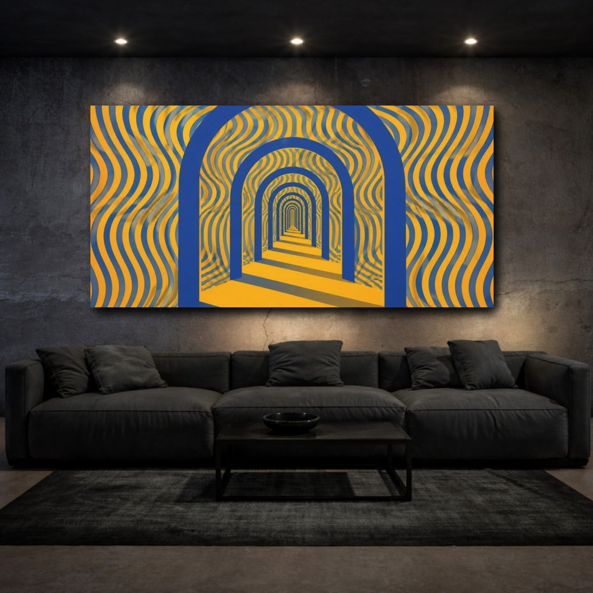 Mockup 3. Blue Archway Illusion shown as canvas print