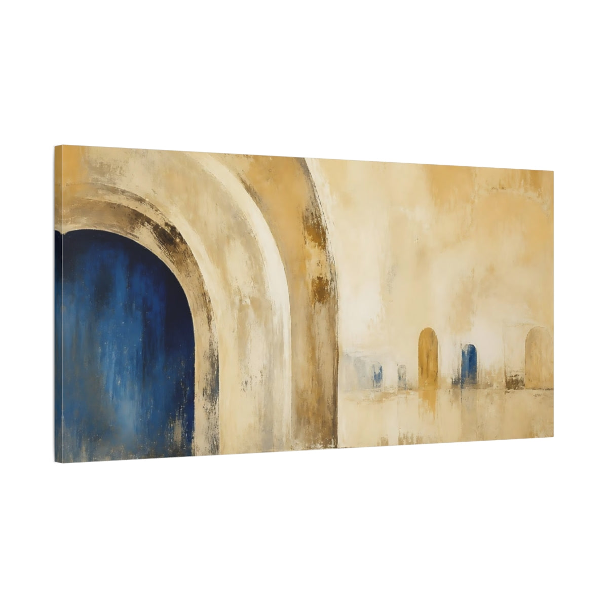 Main Mockup. Blue Archway Study shown as canvas print