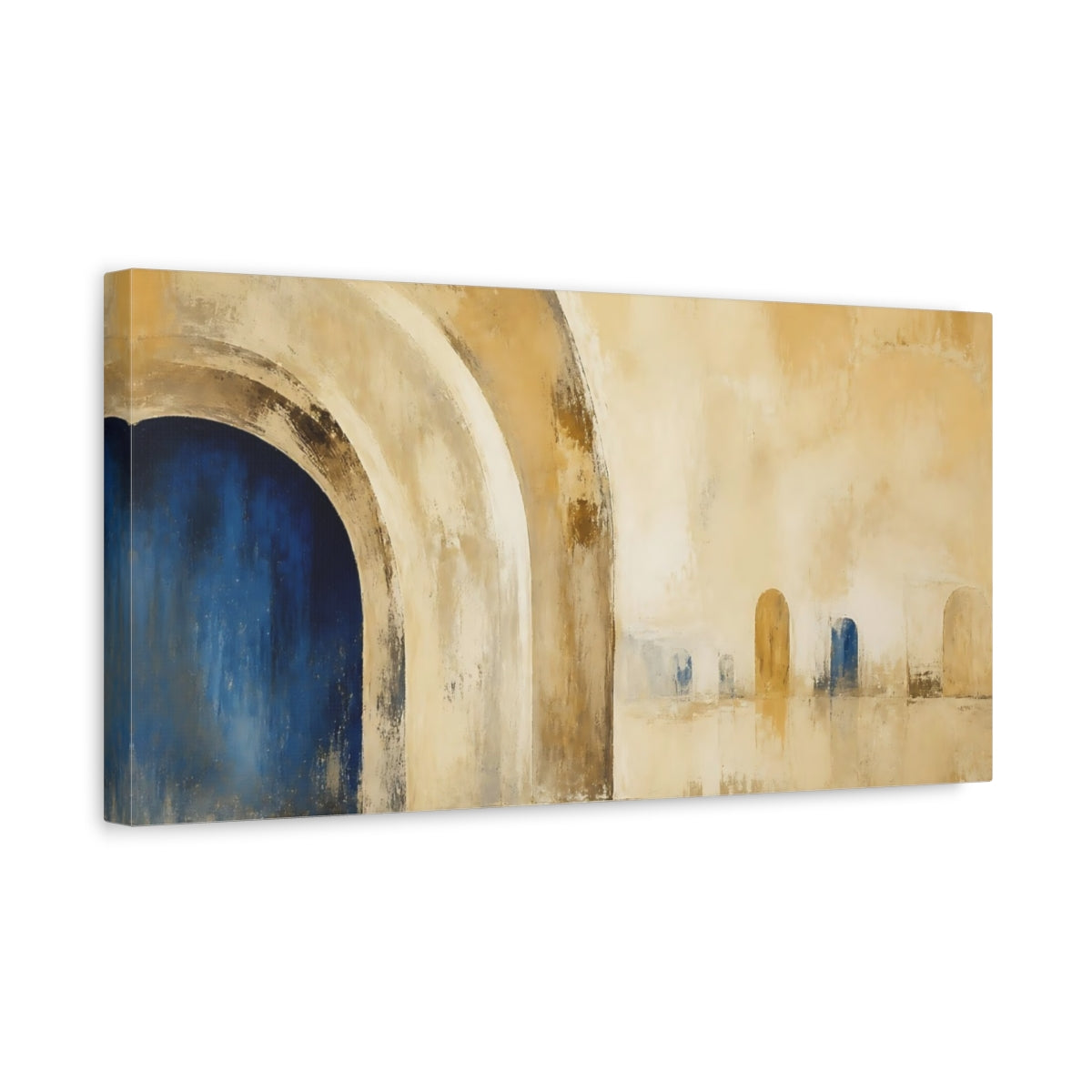 Side Mockup 3. Blue Archway Study shown as canvas print