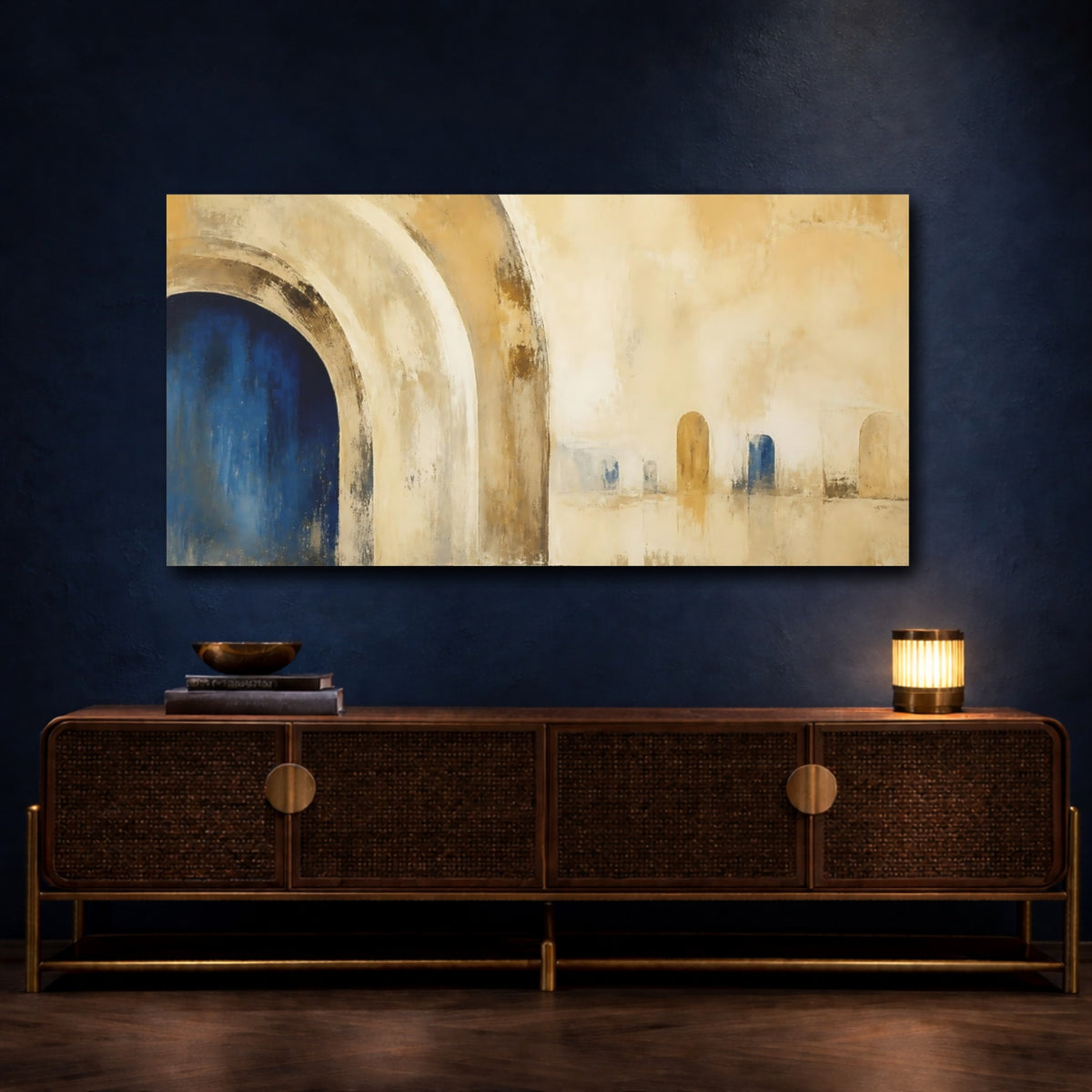 Mockup 4. Blue Archway Study shown as canvas print