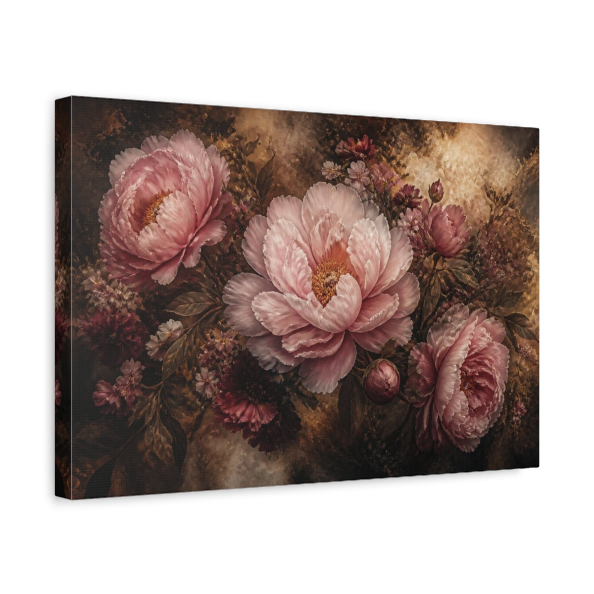 Side Mockup 4. Blush Peony Flower shown as canvas print