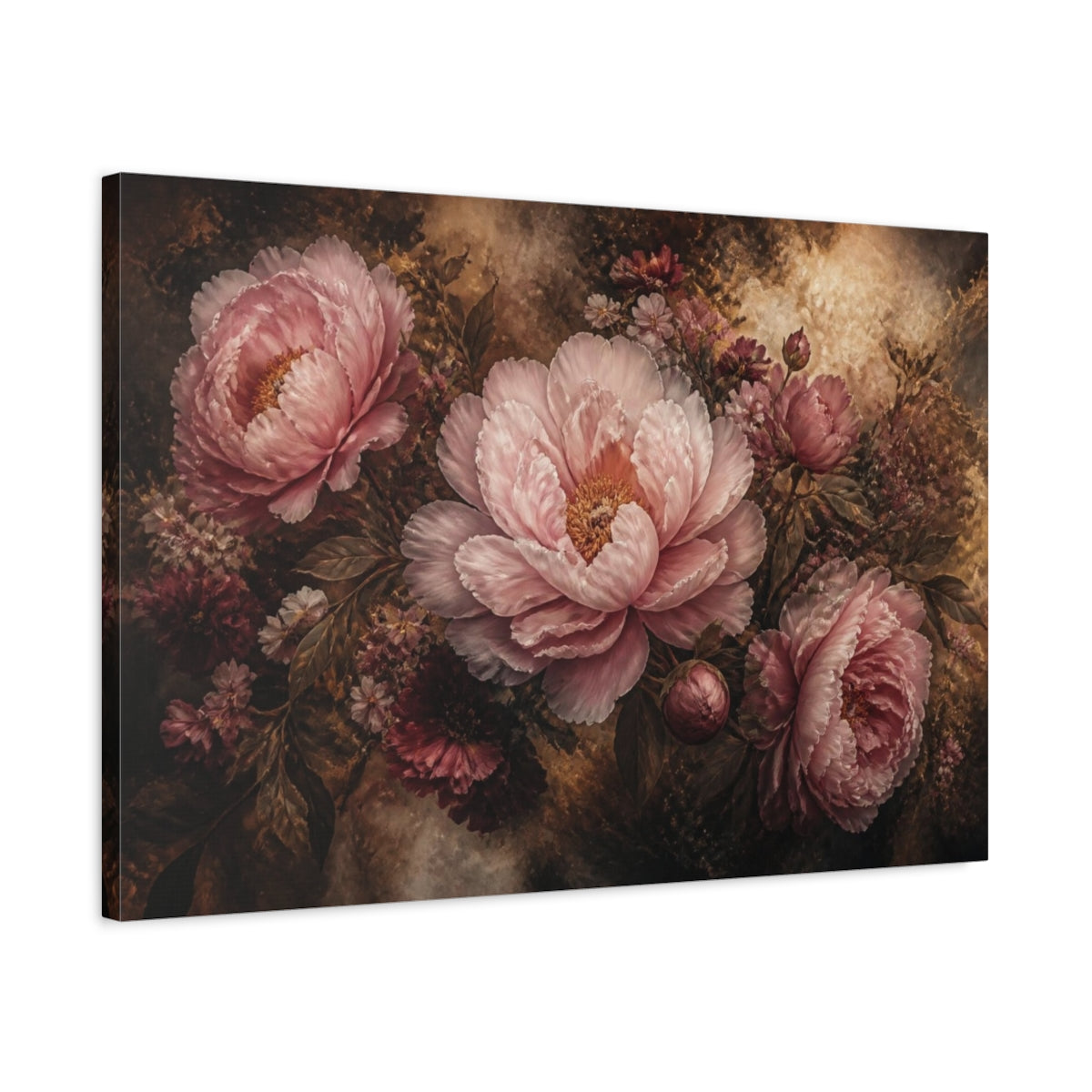 Side Mockup 2. Blush Peony Flower shown as canvas print