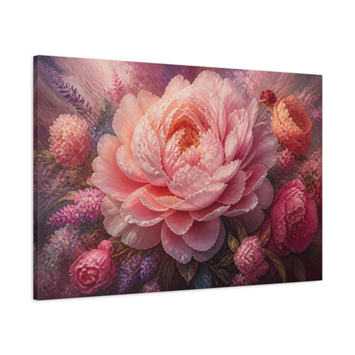 Main Mockup. Blush Peony Flower Portrait shown as canvas print