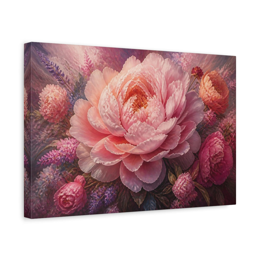 Side Mockup 4. Blush Peony Flower Portrait shown as canvas print