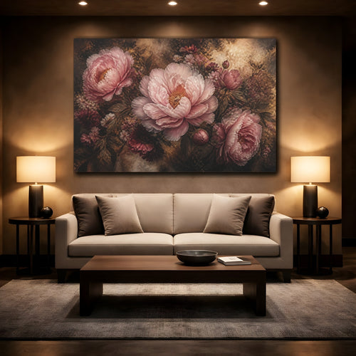 Mockup 2. Blush Peony Flower shown as canvas print