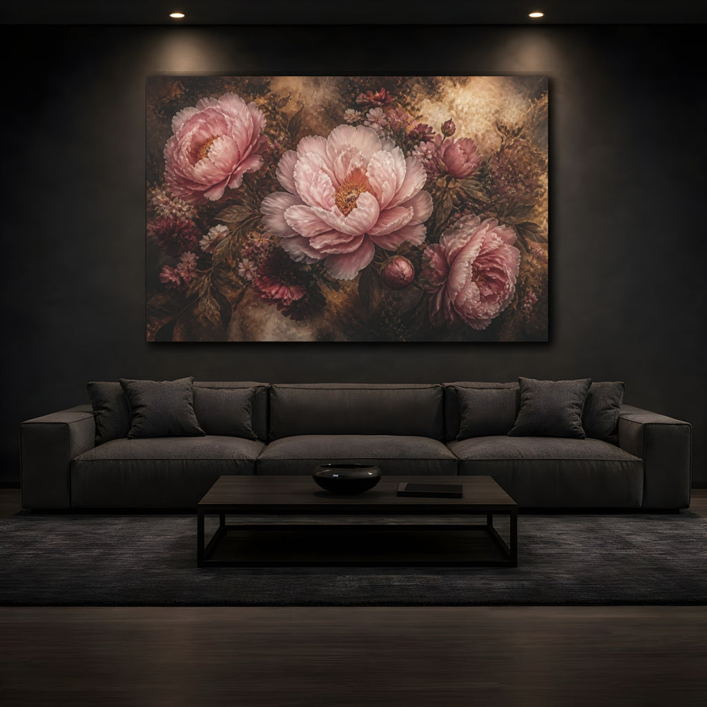 Mockup 3. Blush Peony Flower shown as canvas print