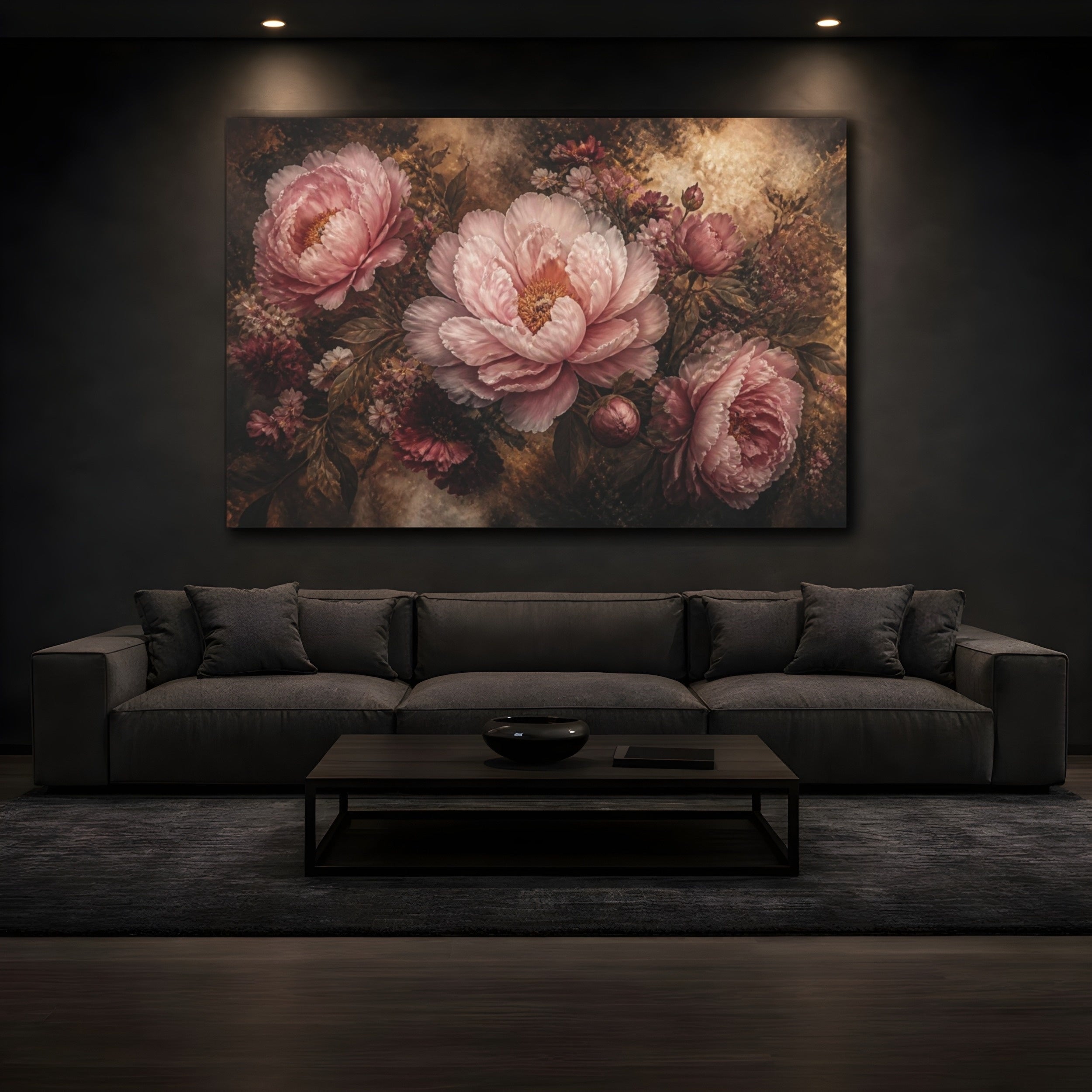 Mockup 3. Blush Peony Flower shown as canvas print