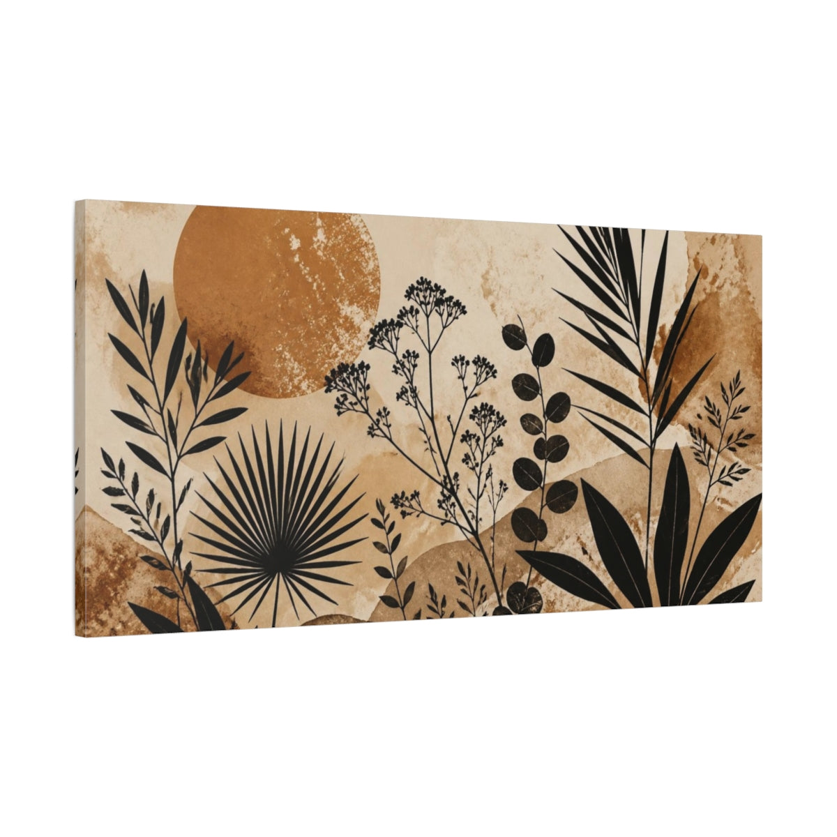 Main Mockup. Boho Botanical Sunset shown as canvas print