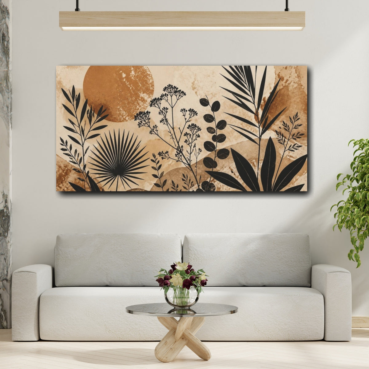 Mockup 2. Boho Botanical Sunset shown as canvas print