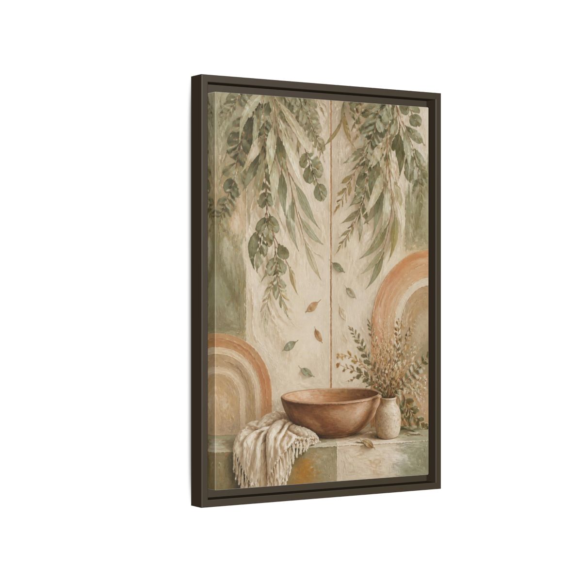 Side Mockup 2. Boho Clay Bowl shown as framed canvas print