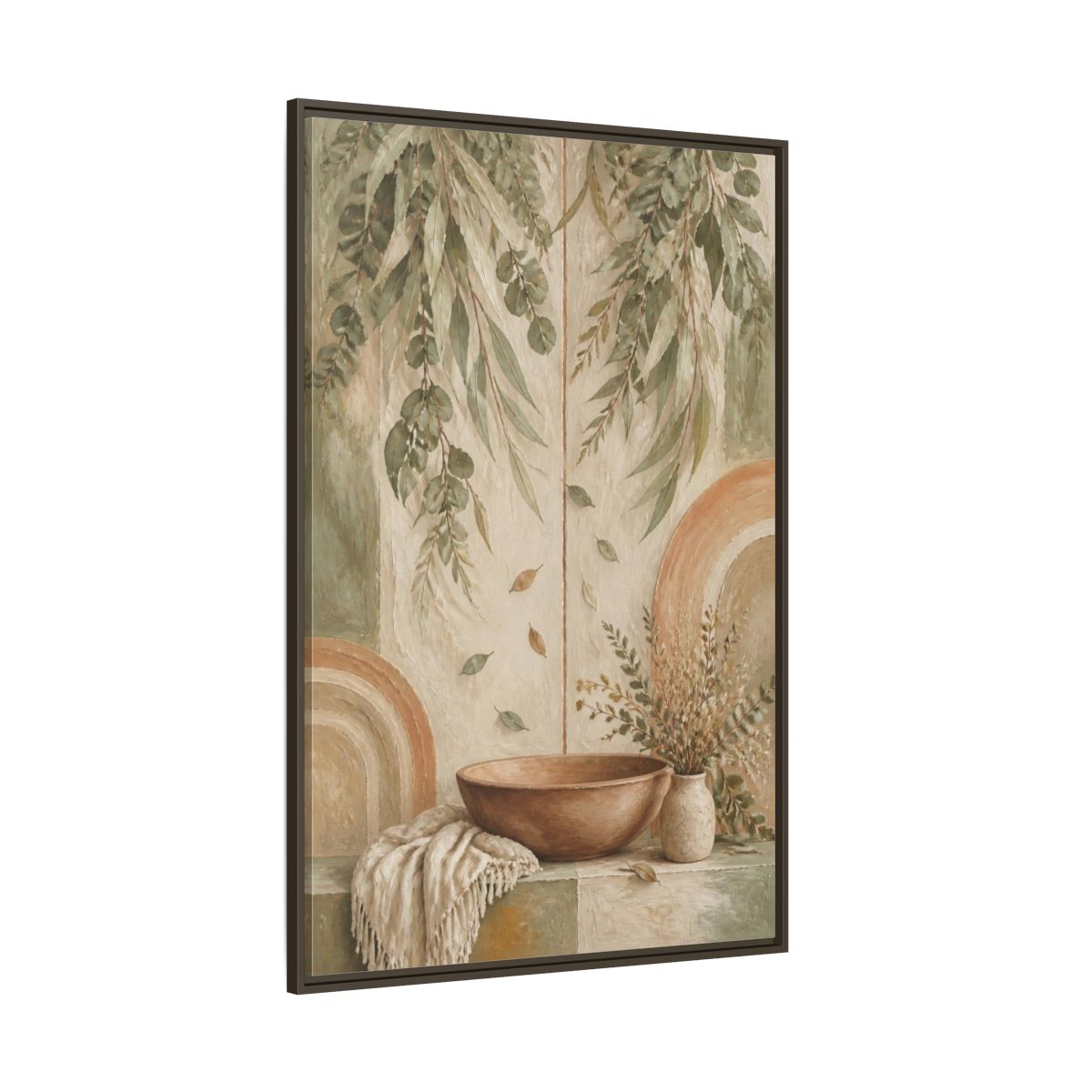 Side Mockup 8. Boho Clay Bowl shown as framed canvas print
