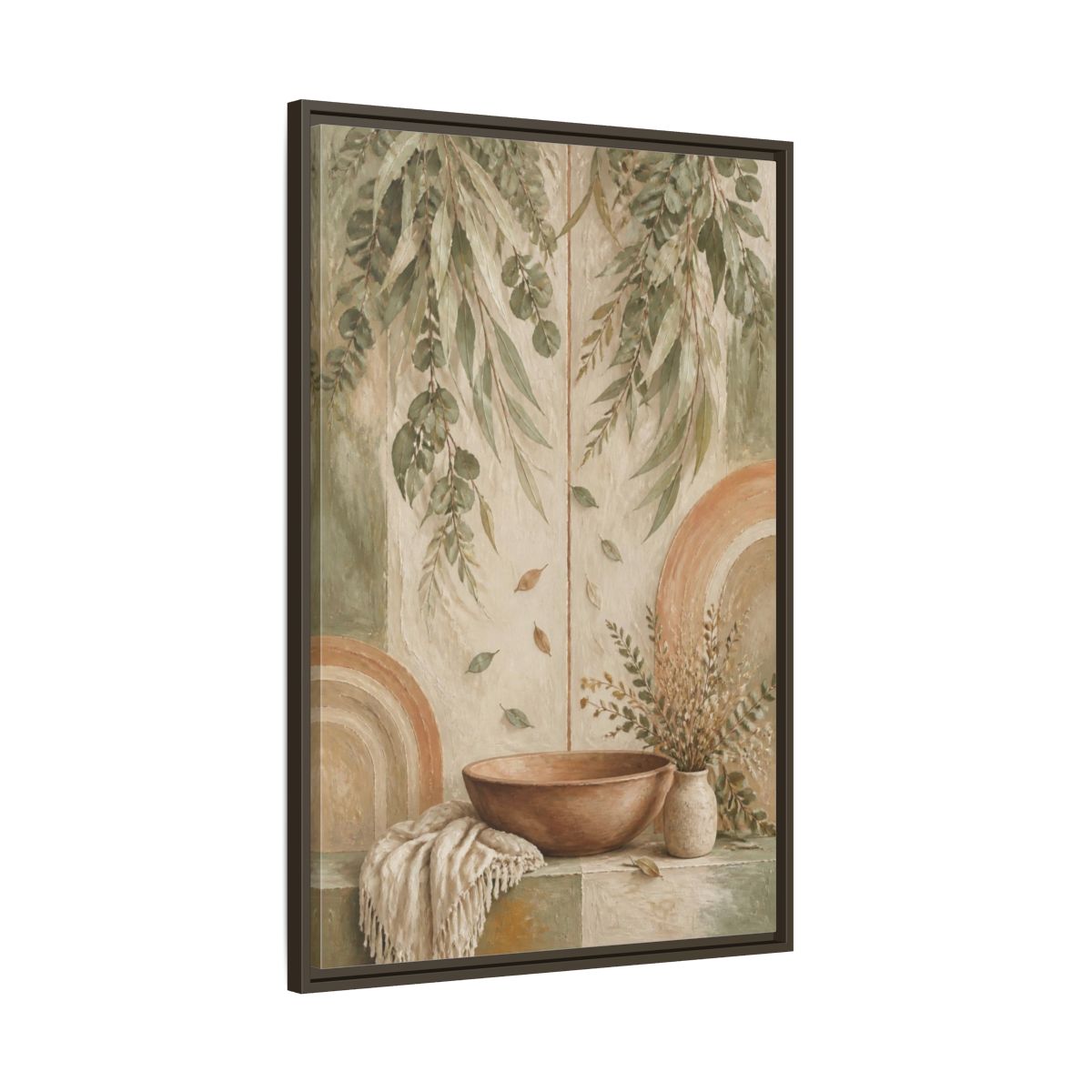 Main Mockup. Boho Clay Bowl shown as framed canvas print