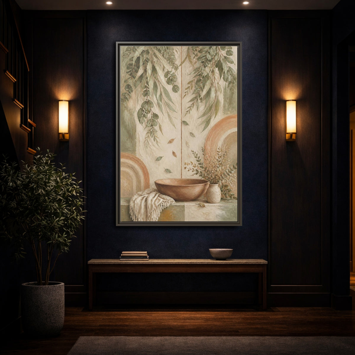 Mockup 4. Boho Clay Bowl shown as framed canvas print