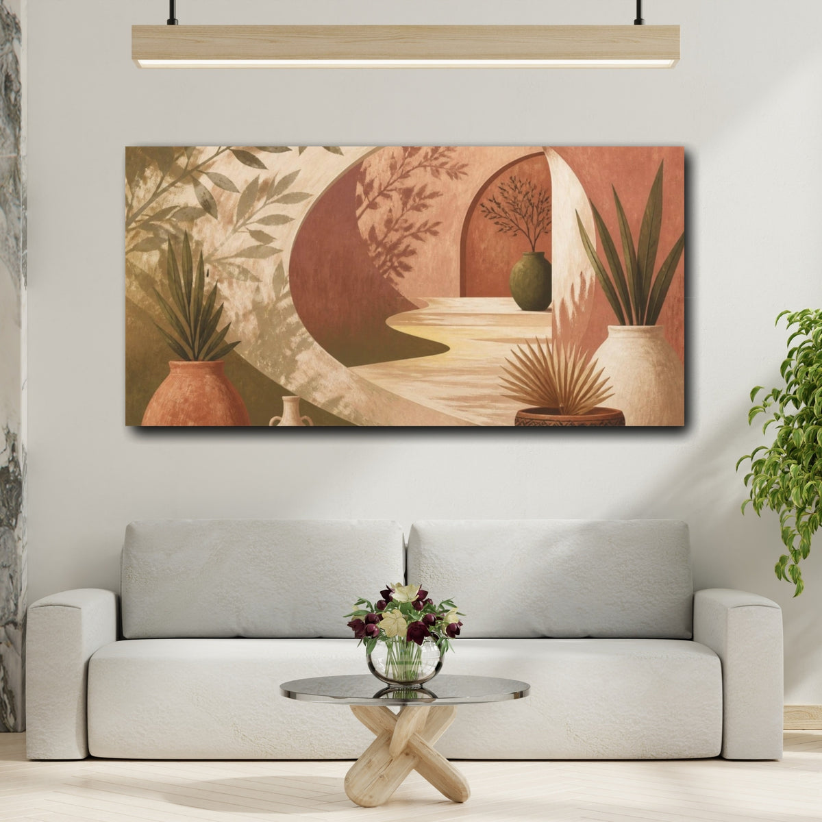 Mockup 2. Boho Clay Vases shown as canvas print