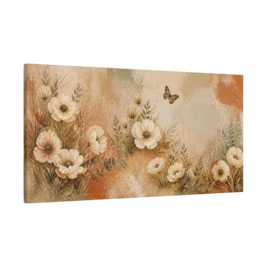 Main Mockup. Boho Cream Poppies shown as canvas print