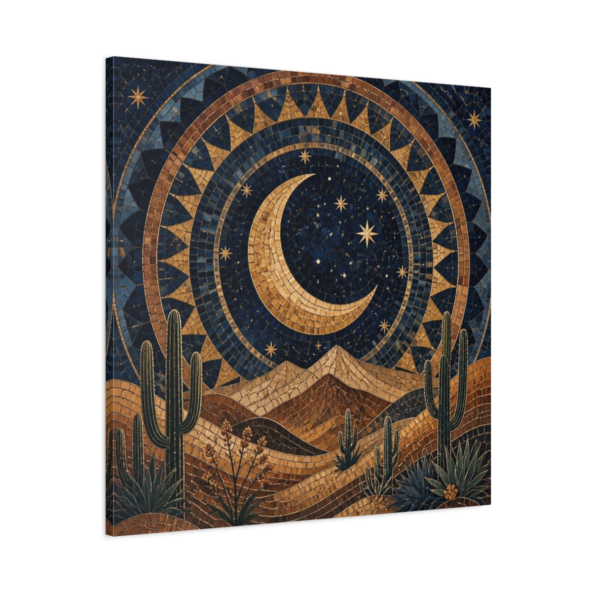 Main Mockup. Boho Crescent Moon shown as canvas print