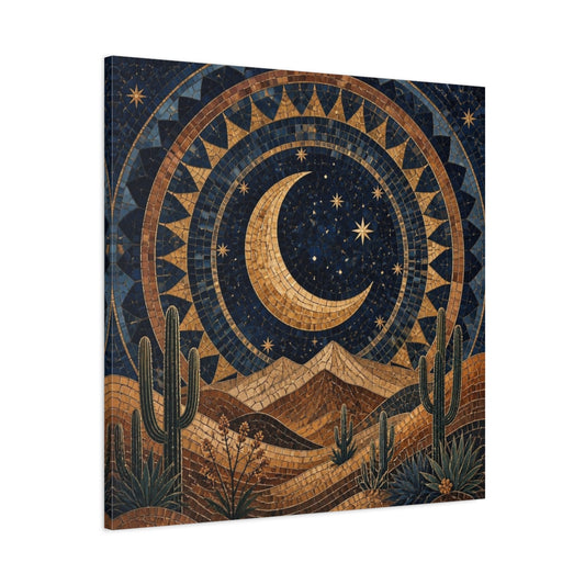 Main Mockup. Boho Crescent Moon shown as canvas print
