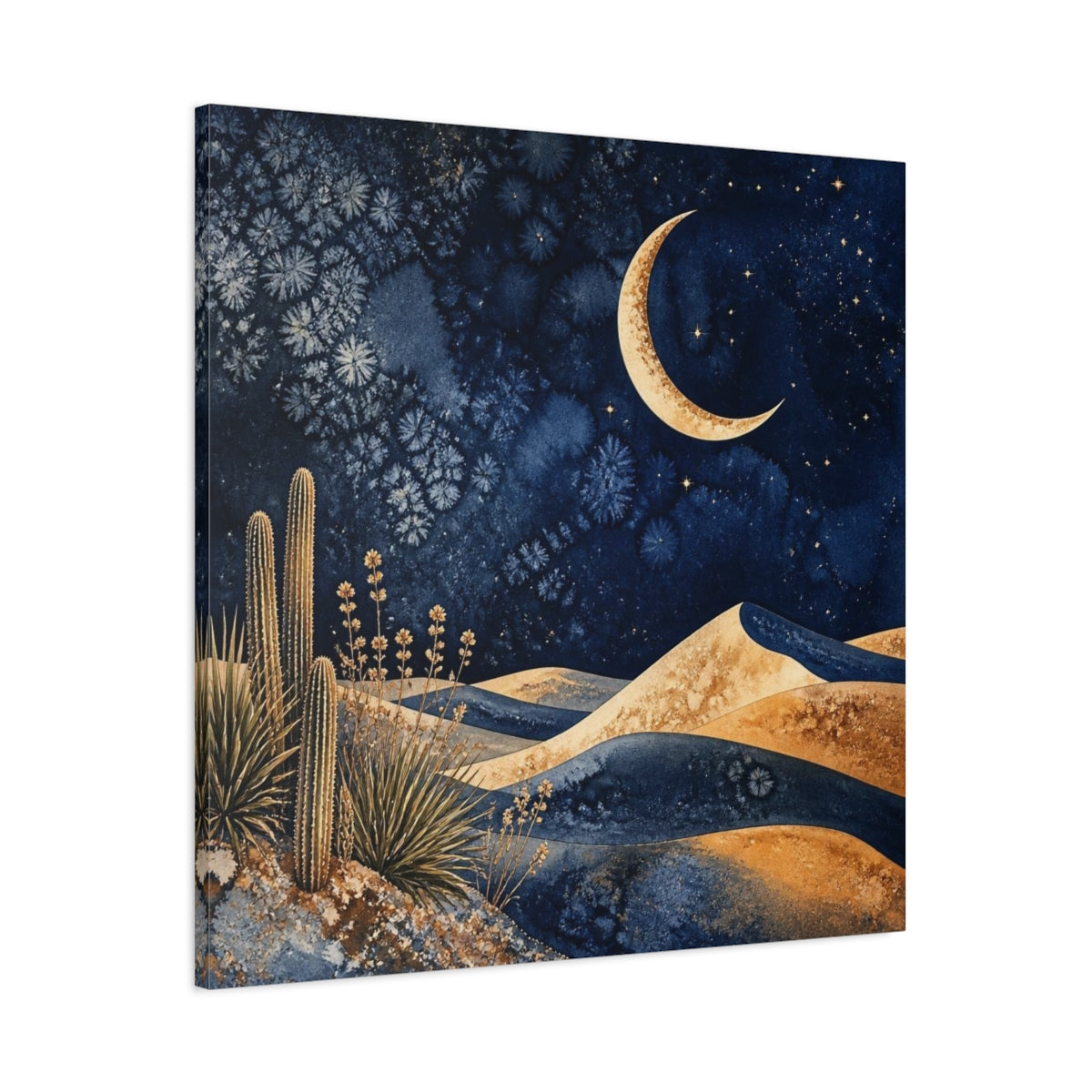 Main Mockup. Boho Crescent Moon shown as canvas print