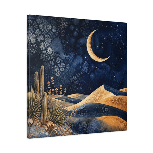 Main Mockup. Boho Crescent Moon shown as canvas print