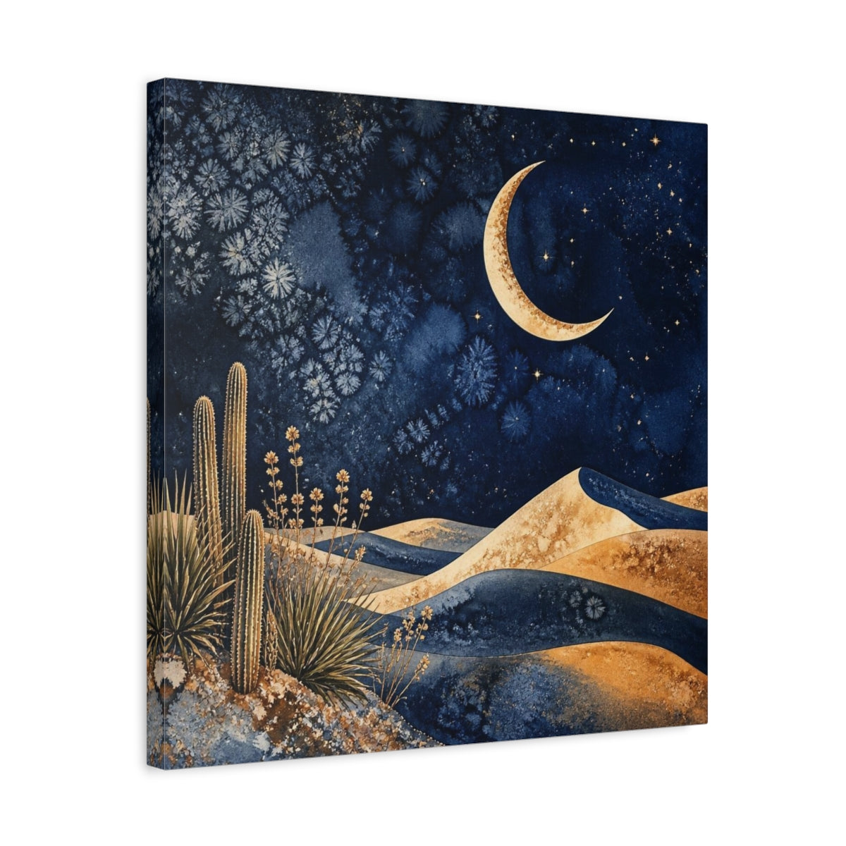 Side Mockup 5. Boho Crescent Moon shown as canvas print