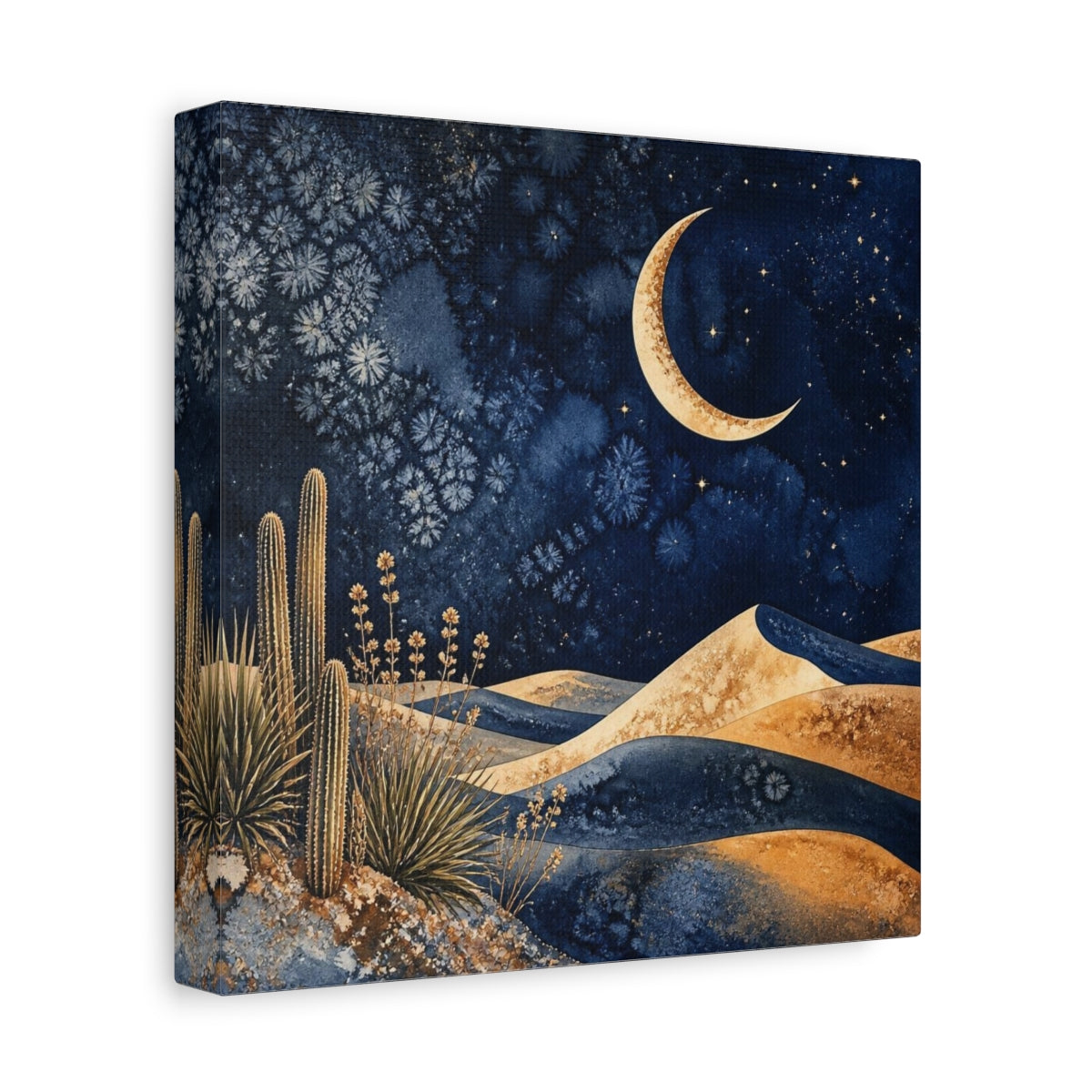 Side Mockup 9. Boho Crescent Moon shown as canvas print