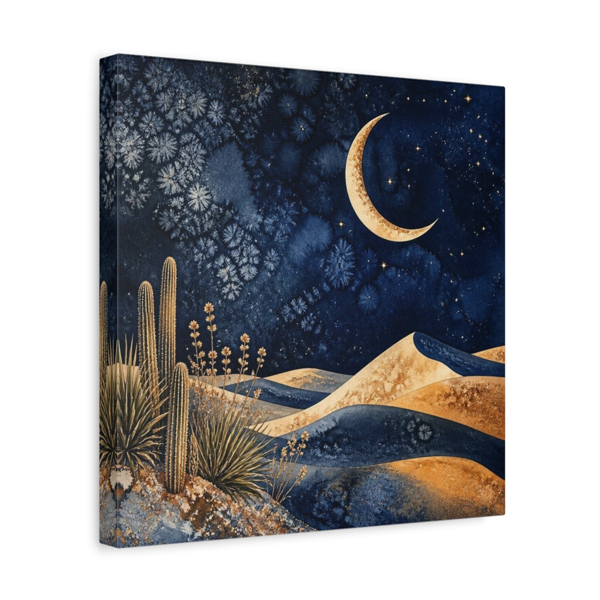 Side Mockup 7. Boho Crescent Moon shown as canvas print