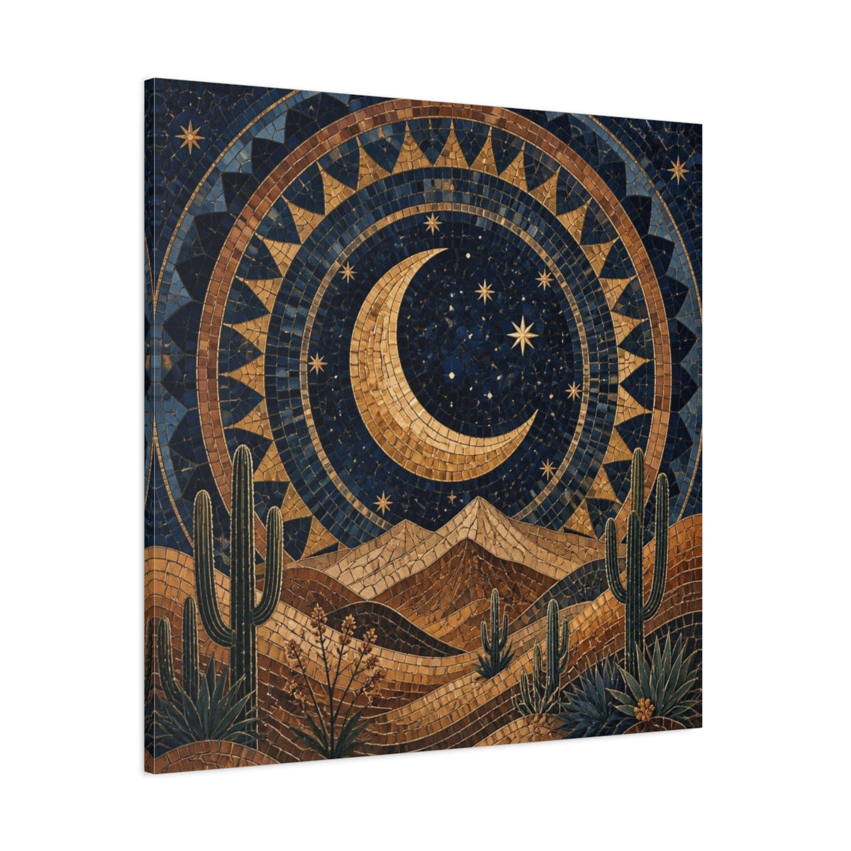 Side Mockup 1. Boho Crescent Moon shown as canvas print