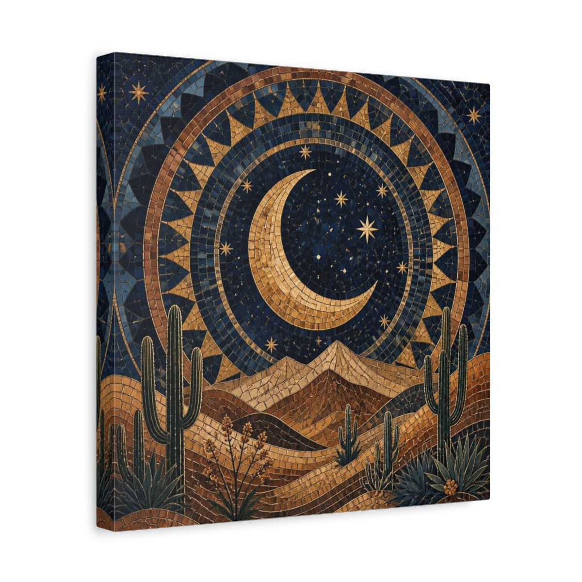 Side Mockup 7. Boho Crescent Moon shown as canvas print