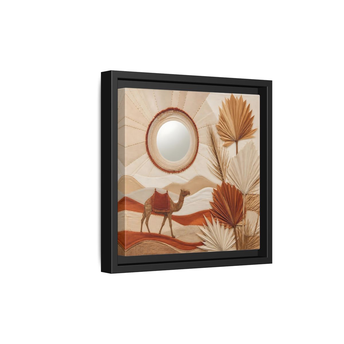 Side Mockup 21. Boho Desert Camel shown as framed canvas print