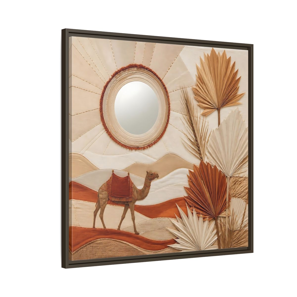 Side Mockup 8. Boho Desert Camel shown as framed canvas print
