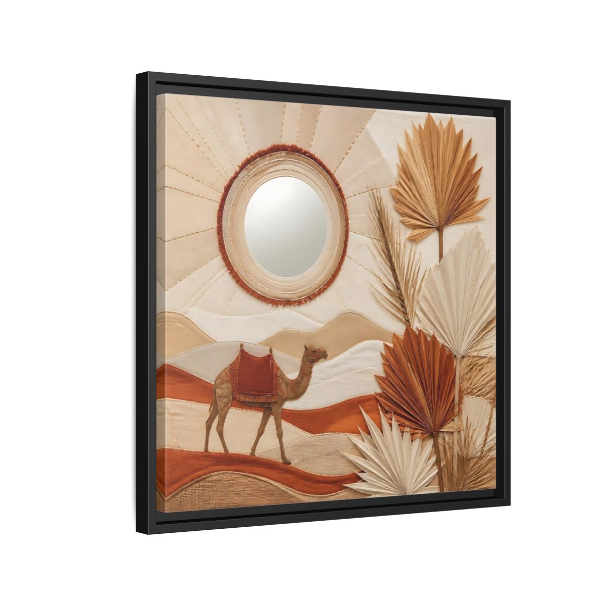 Side Mockup 12. Boho Desert Camel shown as framed canvas print