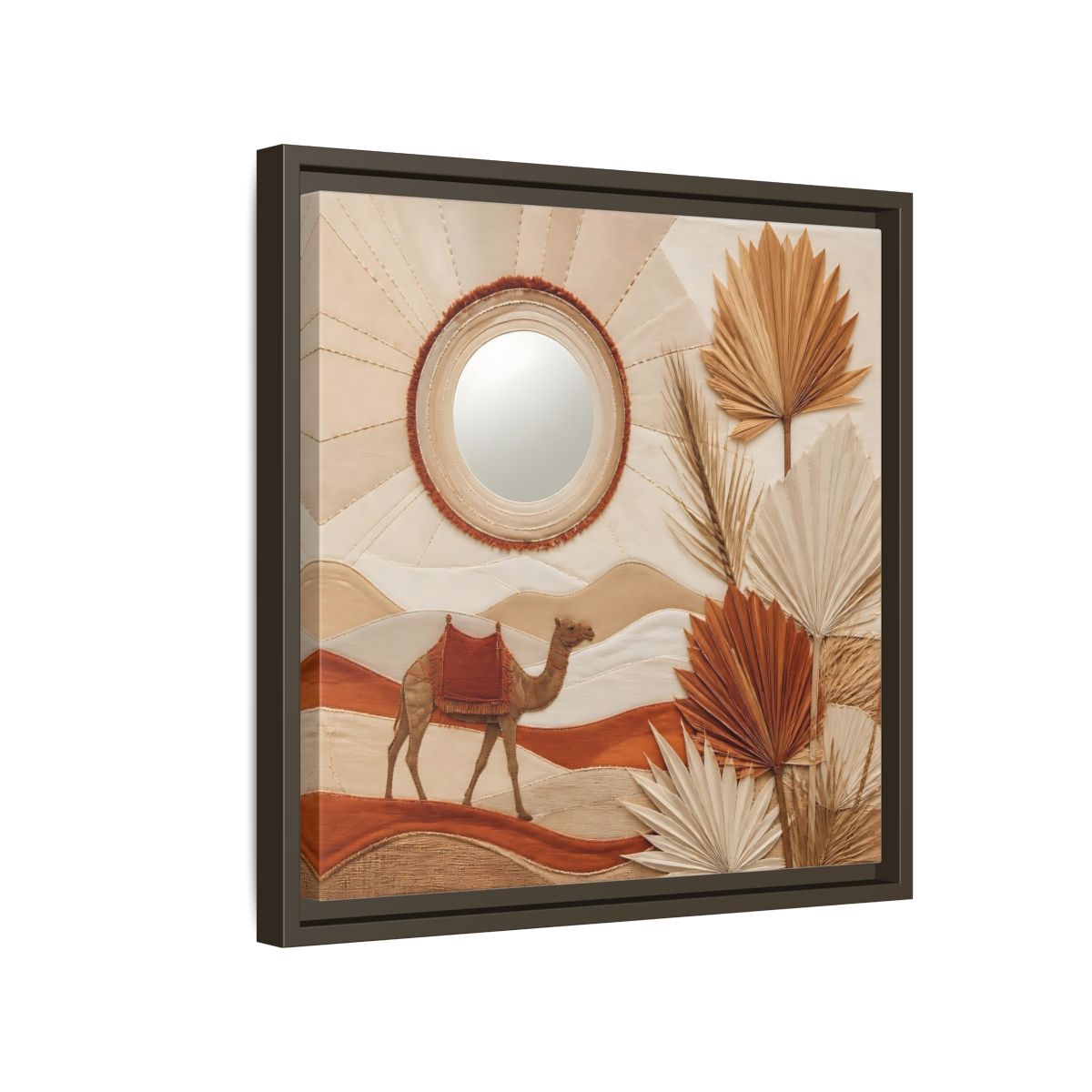Side Mockup 14. Boho Desert Camel shown as framed canvas print