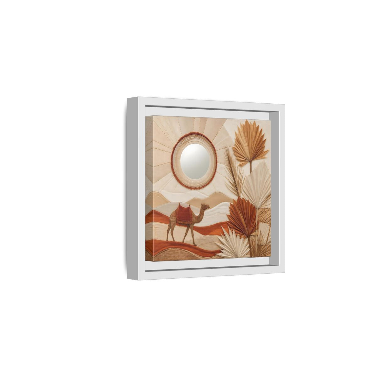 Side Mockup 1. Boho Desert Camel shown as framed canvas print