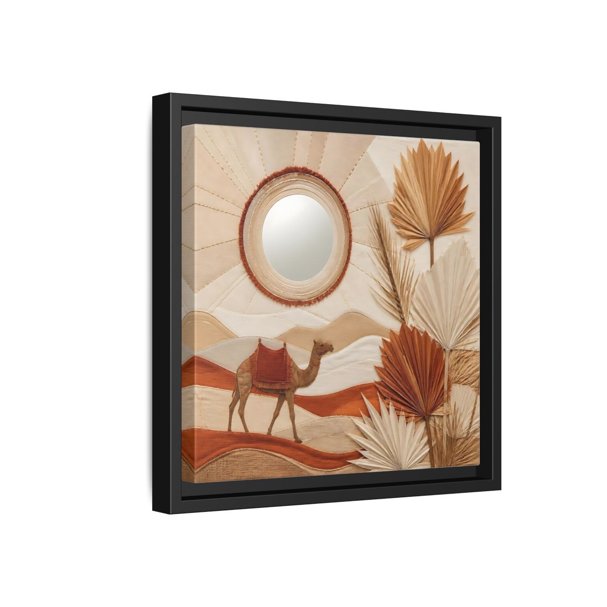 Side Mockup 18. Boho Desert Camel shown as framed canvas print