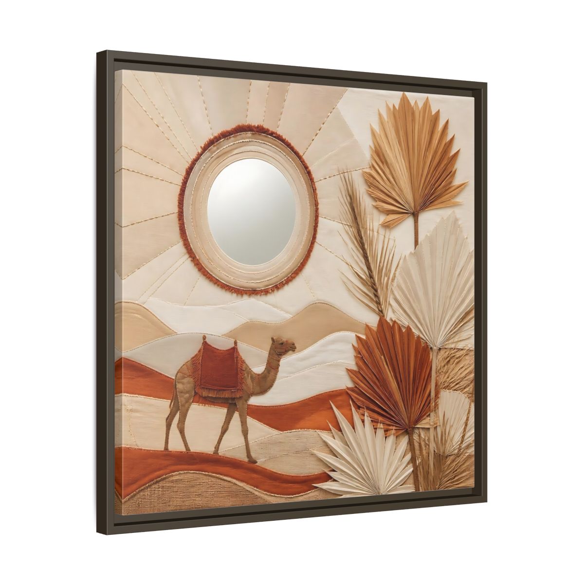 Side Mockup 27. Boho Desert Camel shown as framed canvas print